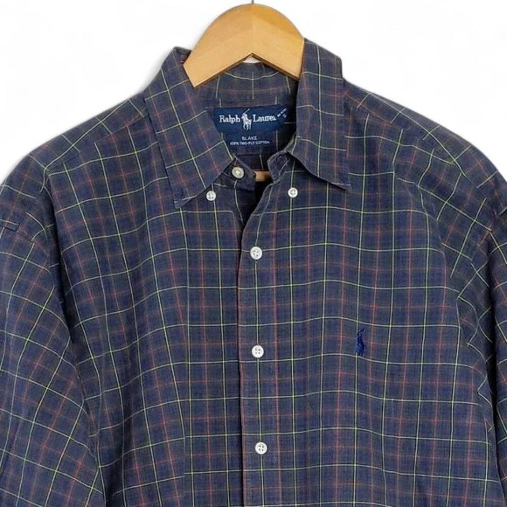 Ralph Lauren Blake Button Down Shirt Men's Box Pinstripe Plaid Office Preppy L